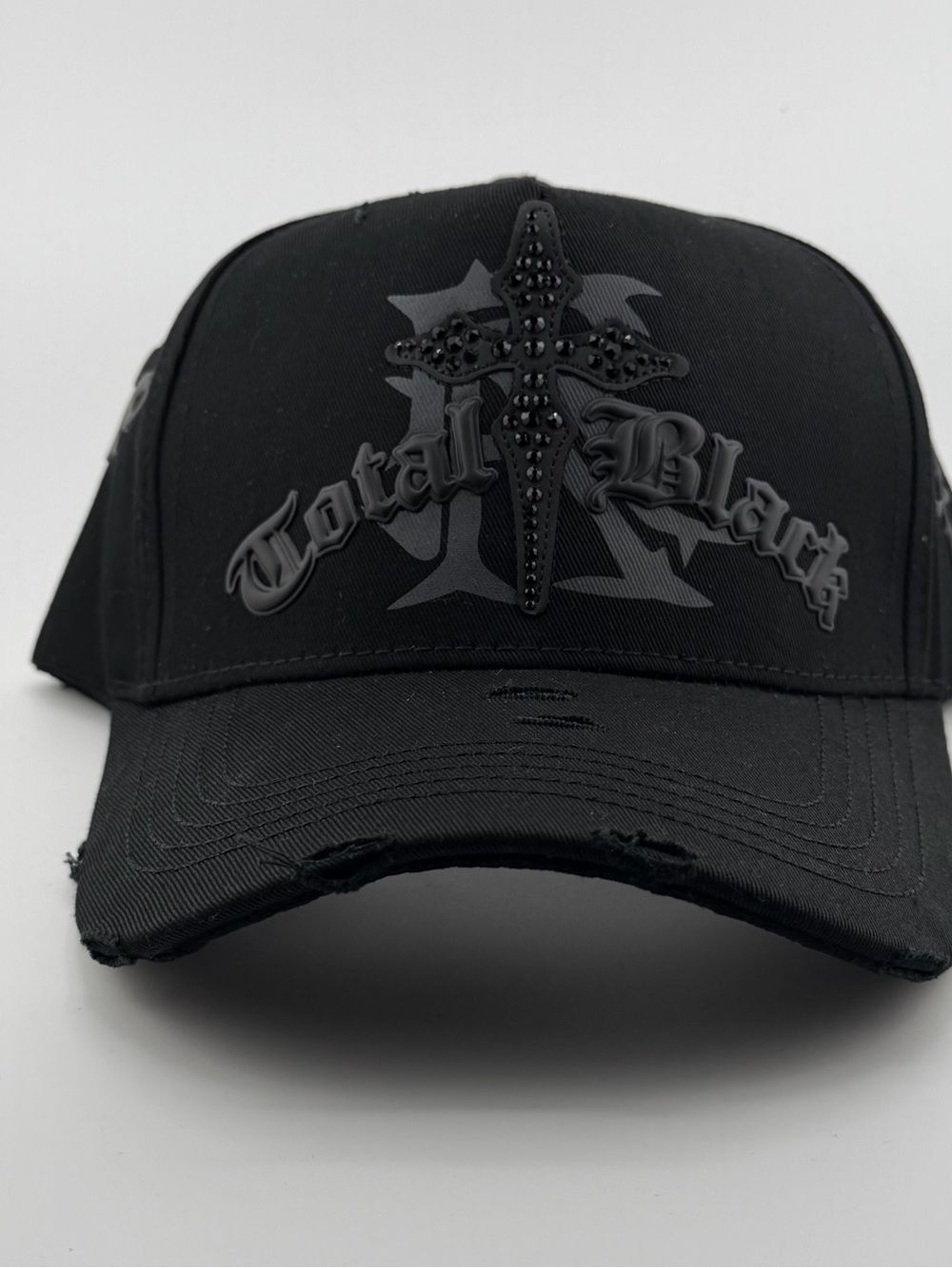 Total Black Embellished Black Baseball Cap